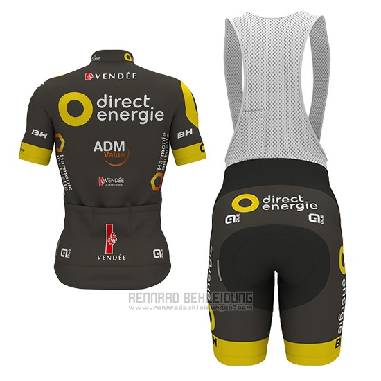 2017 Fahrradbekleidung Direct Energie Braun Trikot Kurzarm und Tragerhose